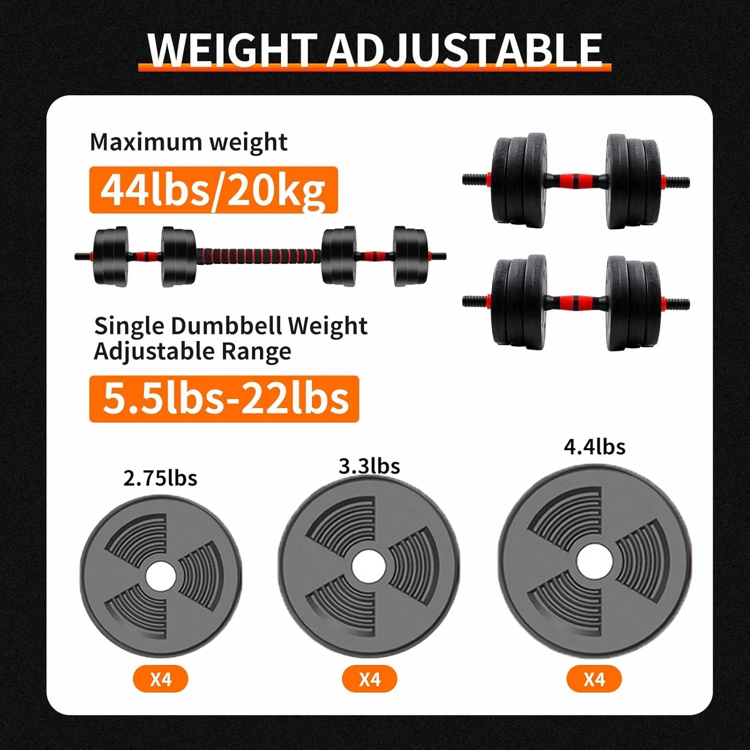 Ultimate Home Gym Adjustable Weight Set 5-44lbs